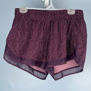 Athleta printed mesh purple racer run short